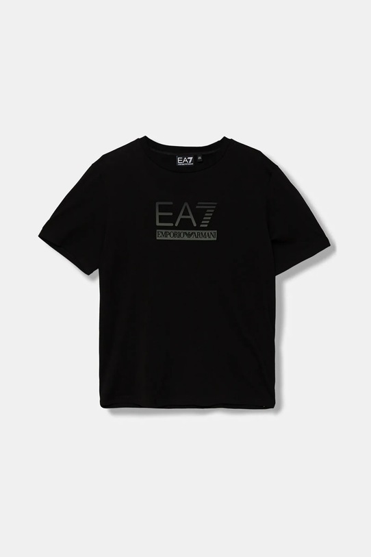 Παιδικό βαμβακερό μπλουζάκι EA7 Emporio Armani στάμπα μαύρο 7B000168.AF10375