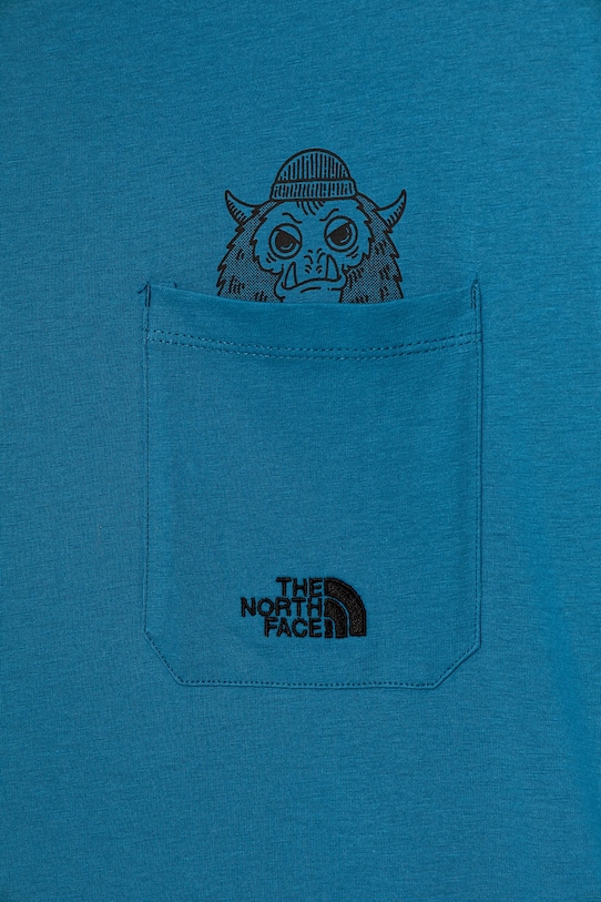 Chłopiec The North Face t-shirt bawełniany dziecięcy B SPORTS OVERSIZED POCKET SS TEE - GRAPH NF0A8EAKBOM1 niebieski