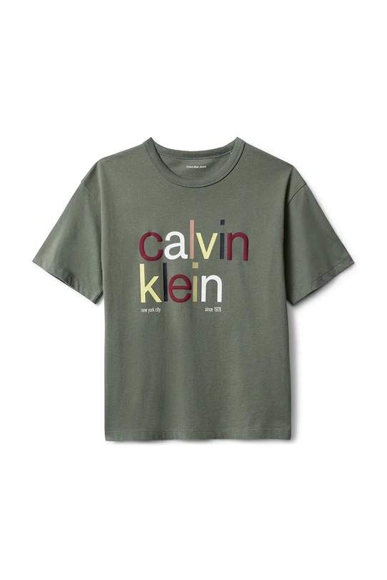 Calvin Klein Jeans t-shirt bawełniany dziecięcy IB0IB02578.104.116.9BYA zielony AW25