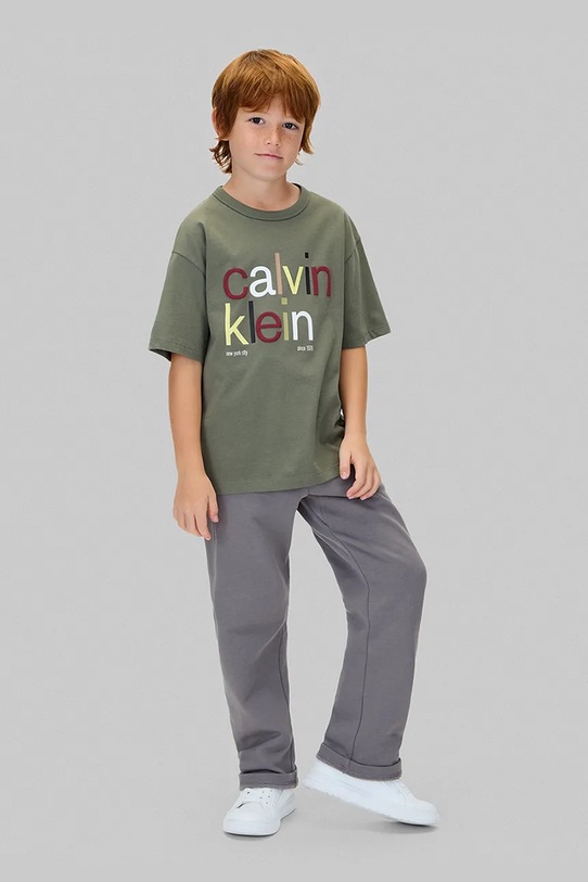 Calvin Klein Jeans t-shirt bawełniany dziecięcy IB0IB02578.104.116.9BYA zielony