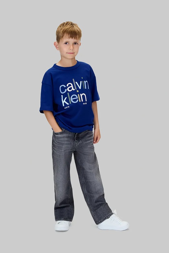 Calvin Klein Jeans t-shirt bawełniany dziecięcy granatowy IB0IB02578.128.170.9BYA