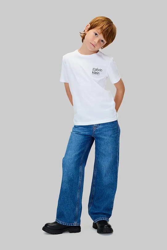 Дитяча бавовняна футболка Calvin Klein Jeans білий IB0IB02579.104.116.9BYA