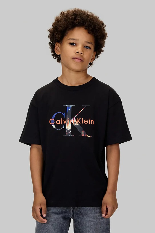 Детская хлопковая футболка Calvin Klein Jeans хлопок чёрный IB0IB02581.9BYA