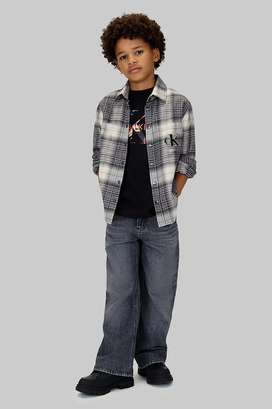 Детская хлопковая футболка Calvin Klein Jeans чёрный IB0IB02581.9BYA