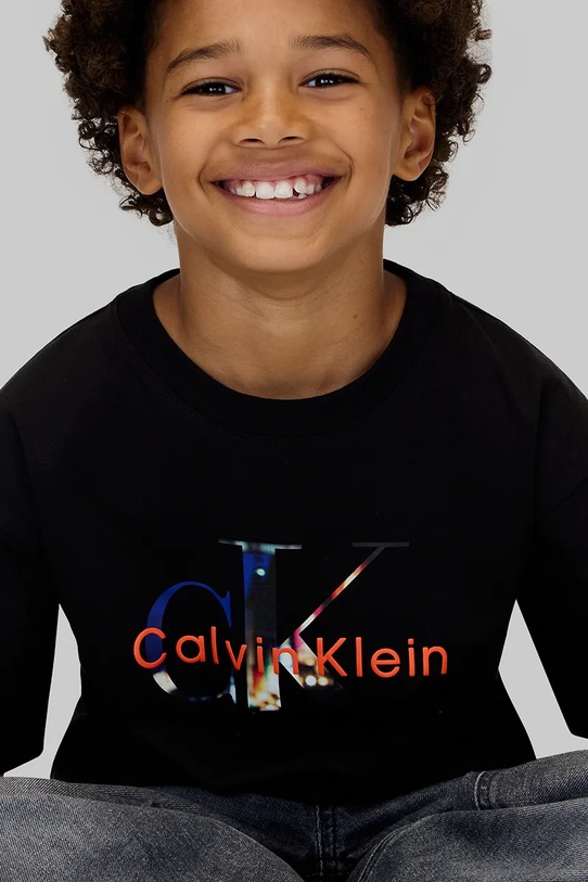 Детская хлопковая футболка Calvin Klein Jeans IB0IB02581.9BYA чёрный