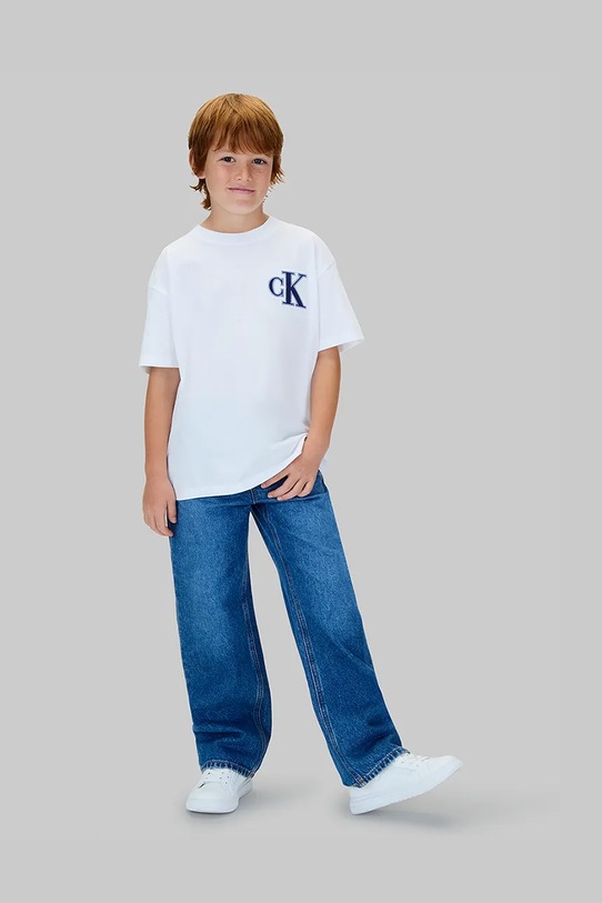 Детская хлопковая футболка Calvin Klein Jeans белый IB0IB02584.9BYA