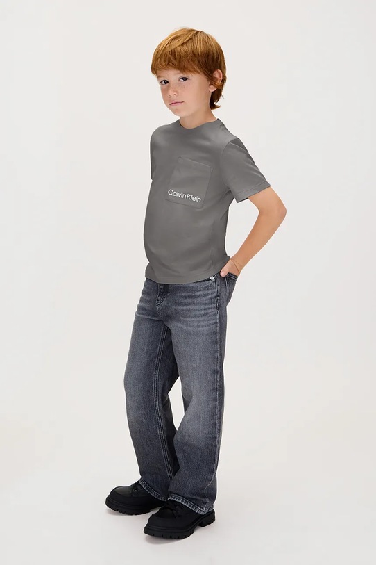 Детская хлопковая футболка Calvin Klein Jeans IB0IB02588.9BYA серый