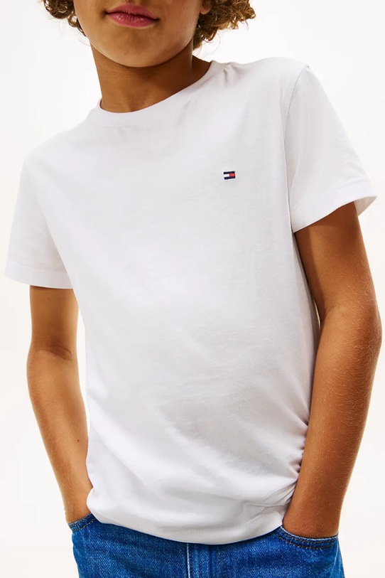 Chłopiec Tommy Hilfiger T-shirt dziecięcy bawełniany KB0KB09646.74.122.9BYA biały