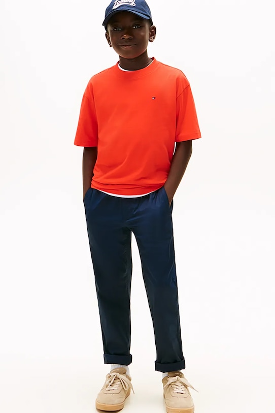 Tommy Hilfiger t-shirt bawełniany dziecięcy pomarańczowy KB0KB09646.74.122.9BYA