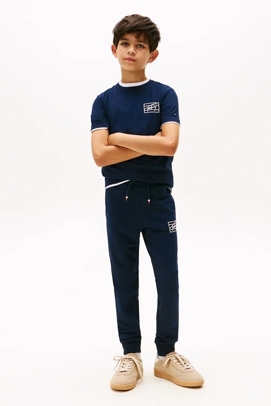 Tommy Hilfiger t-shirt bawełniany dziecięcy granatowy KB0KB09932.128.176.9BYA