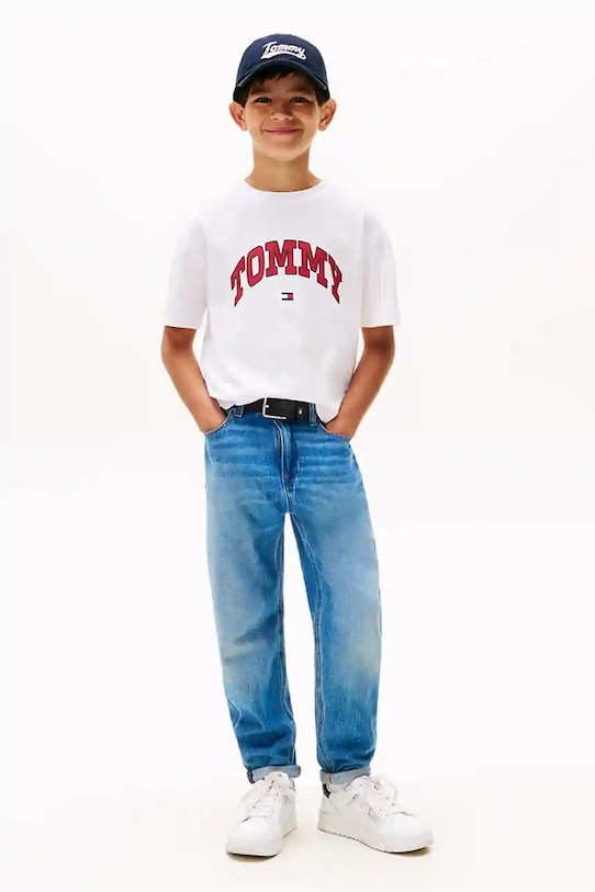 Детская хлопковая футболка Tommy Hilfiger белый KB0KB09939.128.176.9BYA