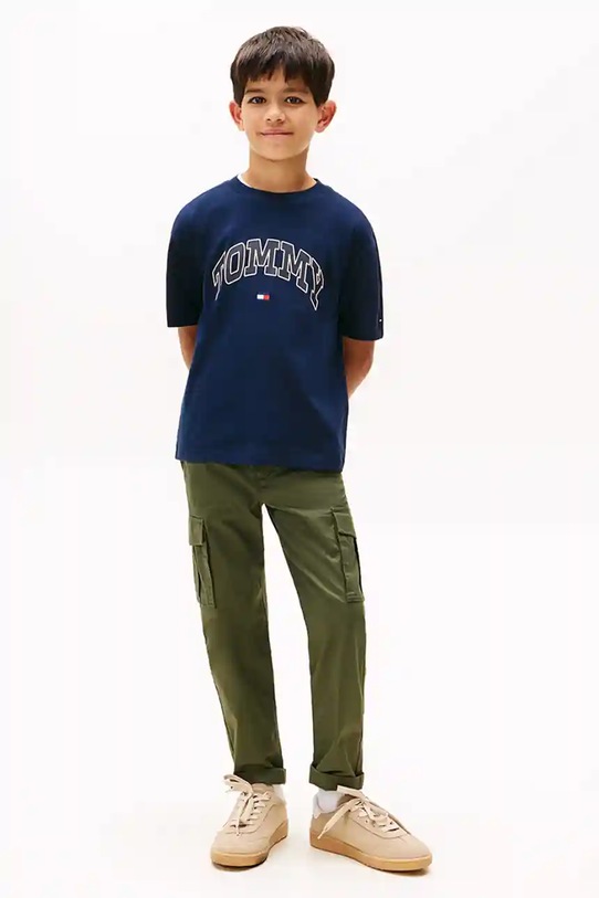 Детская хлопковая футболка Tommy Hilfiger тёмно-синий KB0KB09939.128.176.9BYA