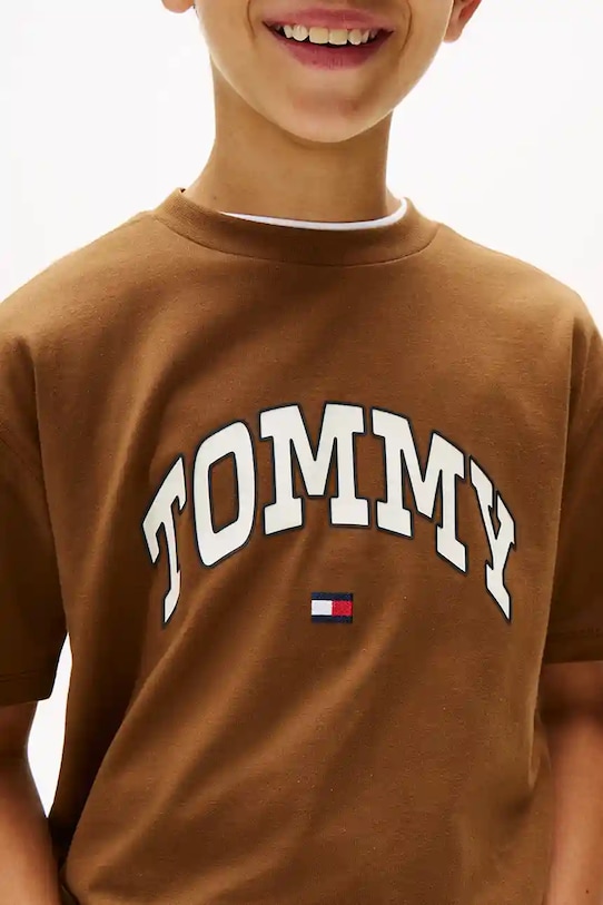 Мальчик Детская хлопковая футболка Tommy Hilfiger KB0KB09939.128.176.9BYA коричневый