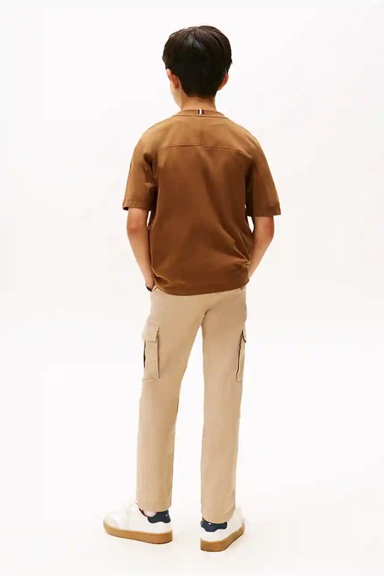 Детская хлопковая футболка Tommy Hilfiger KB0KB09939.128.176.9BYA коричневый