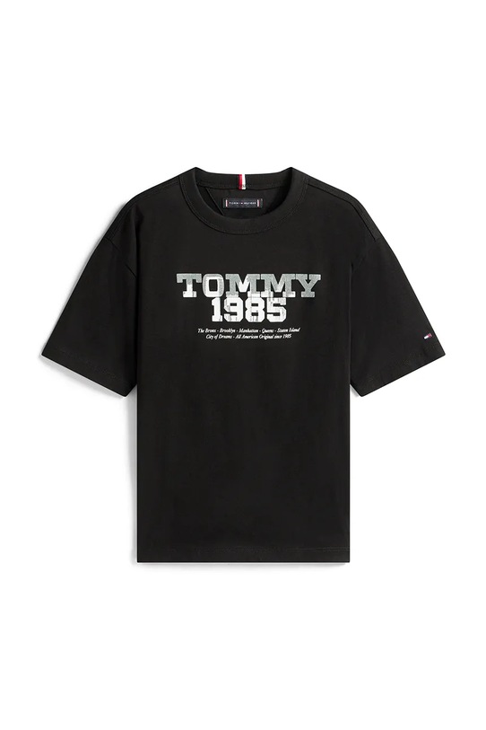 Παιδικό βαμβακερό μπλουζάκι Tommy Hilfiger KB0KB10087.116.122.9BYA μαύρο AW25