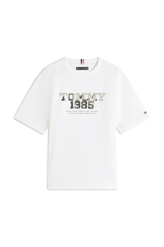 Παιδικό βαμβακερό μπλουζάκι Tommy Hilfiger KB0KB10087.128.176.9BYA λευκό AW25