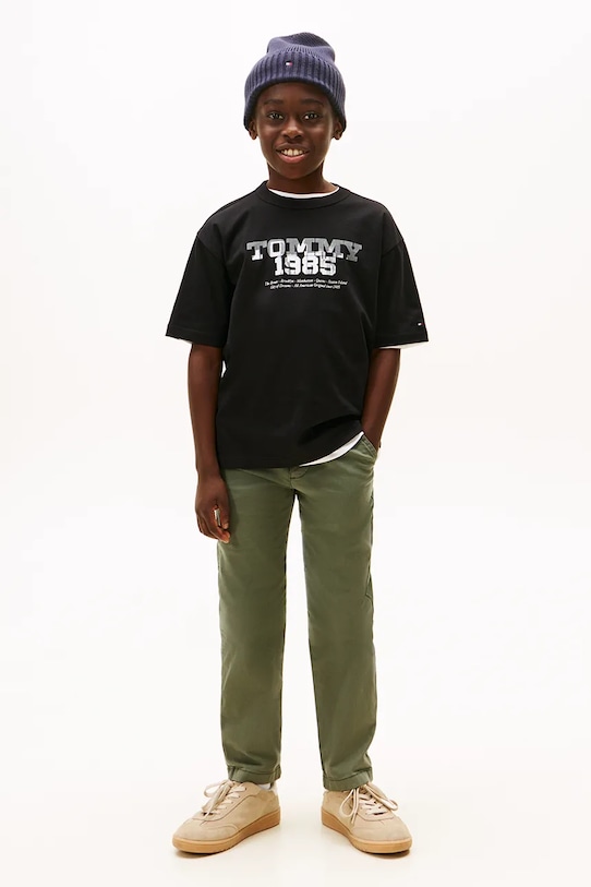 Detské bavlnené tričko Tommy Hilfiger čierna KB0KB10087.128.176.9BYA