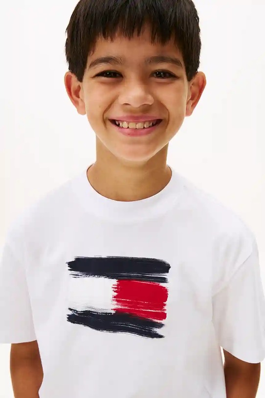 Chłopiec Tommy Hilfiger t-shirt bawełniany dziecięcy KB0KB10111.116.122.9BYA biały