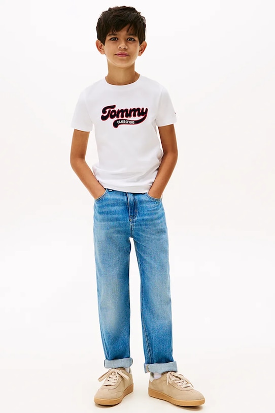 Детская хлопковая футболка Tommy Hilfiger белый KB0KB10118.104.122.9BYA