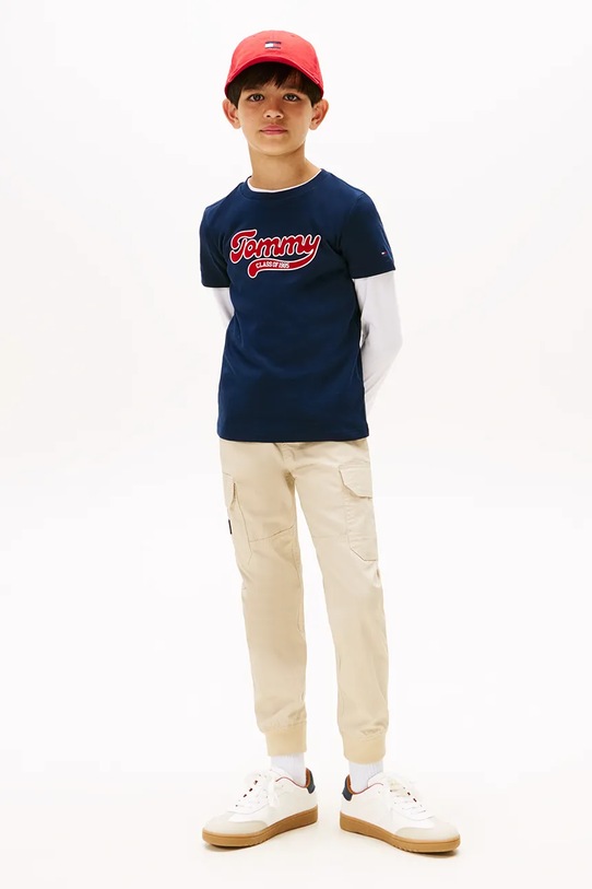 Детская хлопковая футболка Tommy Hilfiger тёмно-синий KB0KB10118.104.122.9BYA