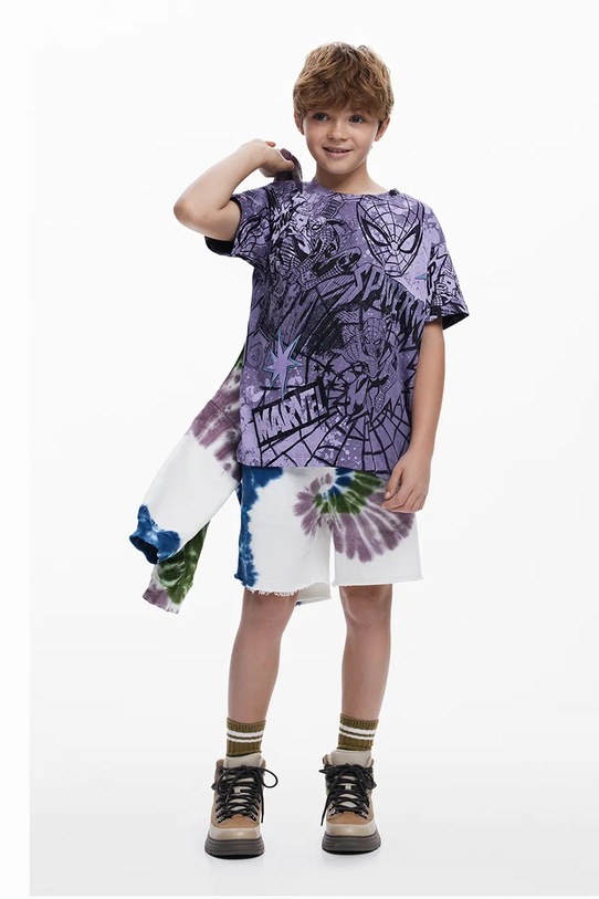 Детская хлопковая футболка Desigual 25WBTK03 серый