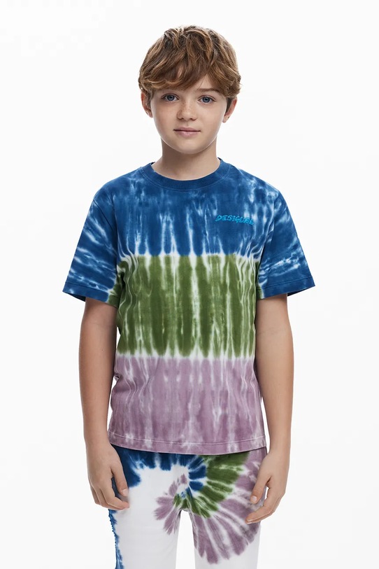 Dětské bavlněné tričko Desigual kulatý modrá 25WBTK04
