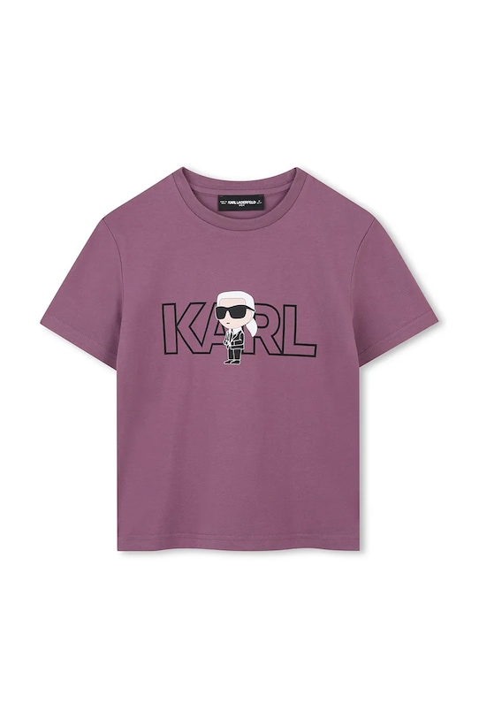 Karl Lagerfeld t-shirt bawełniany dziecięcy Z30956.86.108 fioletowy AW25