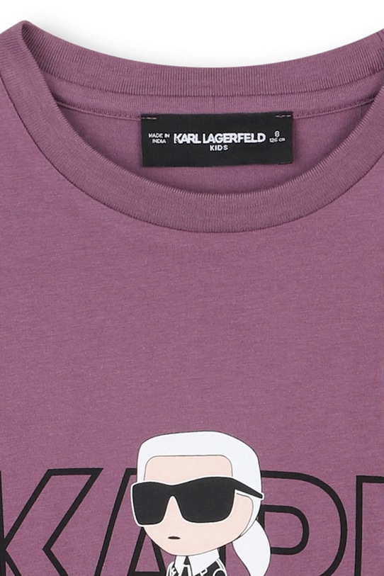 Karl Lagerfeld t-shirt bawełniany dziecięcy fioletowy Z30956.86.108