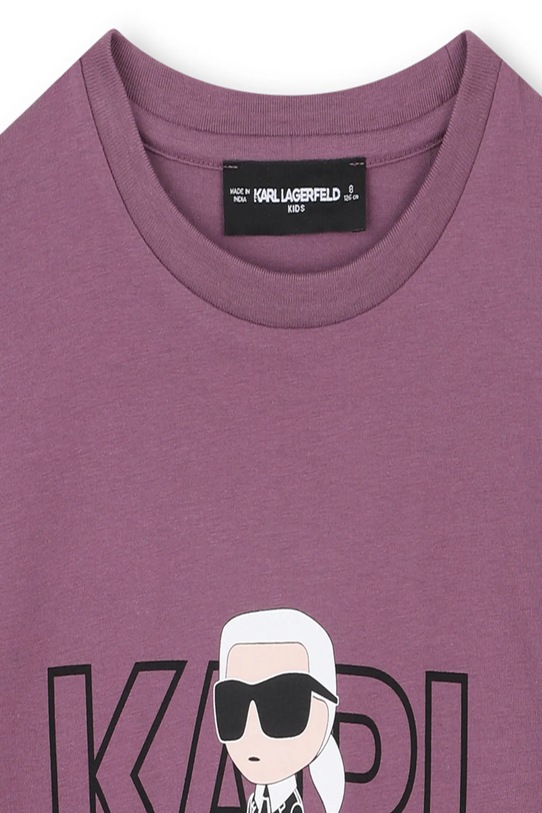 Παιδικό βαμβακερό μπλουζάκι Karl Lagerfeld μωβ Z30956.114.150