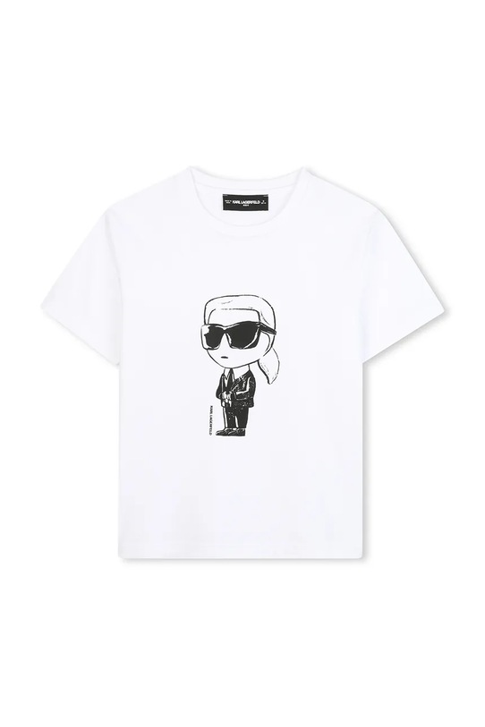 Παιδικό βαμβακερό μπλουζάκι Karl Lagerfeld Z30957.114.150 λευκό AW25