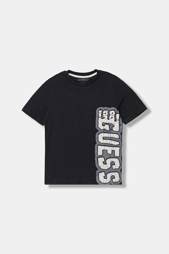 Guess t-shirt bawełniany dziecięcy nadruk czarny L5BI18.I3Z14.9BYA