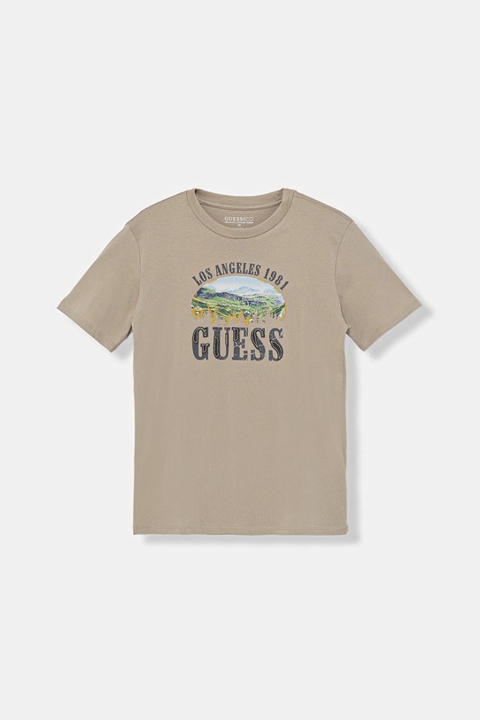 Guess t-shirt bawełniany dziecięcy nadruk beżowy L5BI24.I3Z14.9BYA