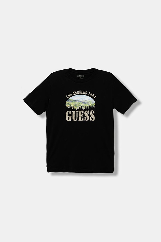Guess t-shirt bawełniany dziecięcy nadruk czarny L5BI24.I3Z14.9BYA