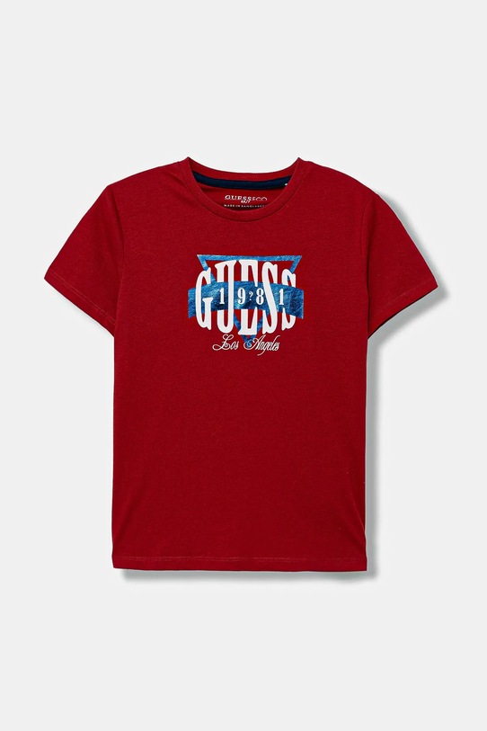Guess t-shirt bawełniany dziecięcy nadruk czerwony N5BI00.I3Z14.9BYA