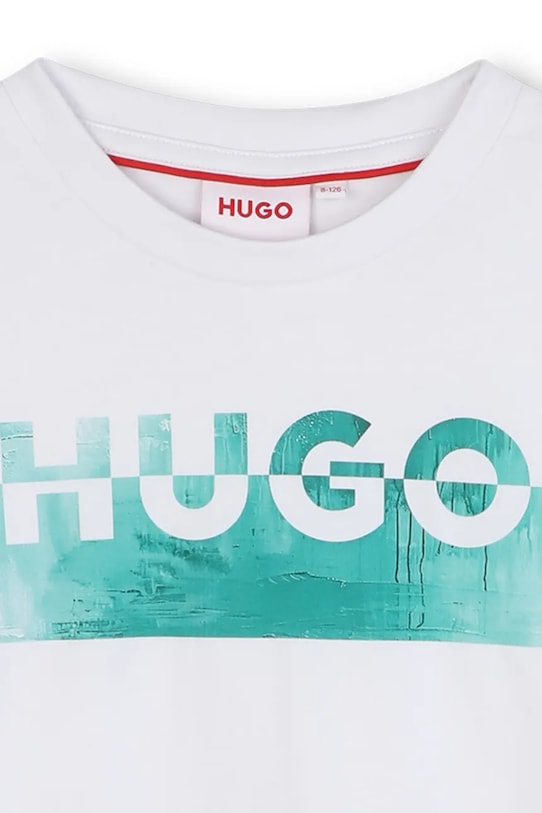 Dječaci Dječja pamučna majica kratkih rukava HUGO G00435.114.150 bijela