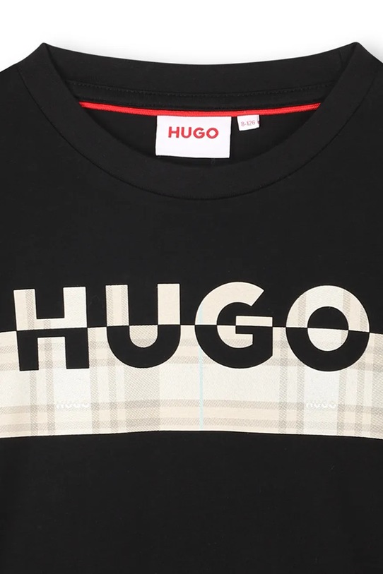 Момче Детска памучна тениска HUGO G00435.162.174 черен