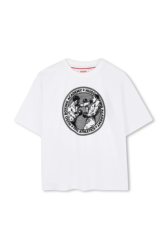 HUGO t-shirt bawełniany dziecięcy G00439.114.150 biały AW25