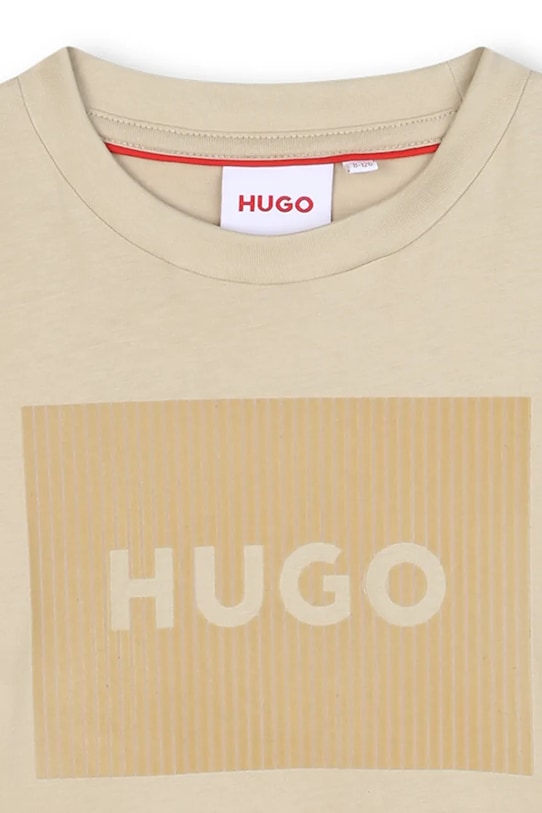 Dětské bavlněné tričko HUGO béžová G00440.114.150