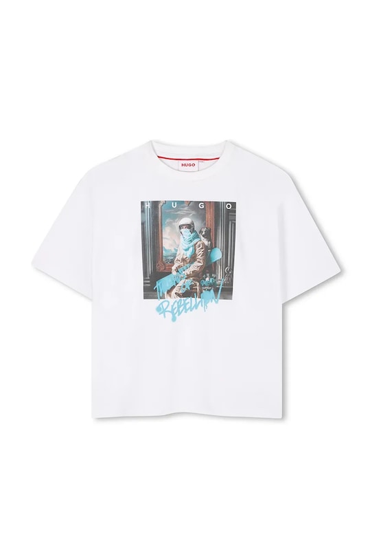 HUGO t-shirt bawełniany dziecięcy G00442.114.150 biały AW25