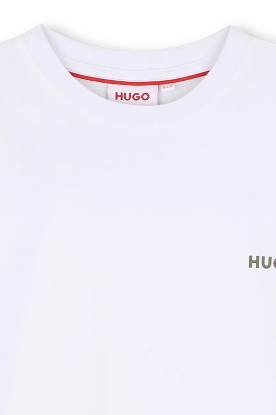 Παιδικό βαμβακερό μπλουζάκι HUGO λευκό G00444.162.174