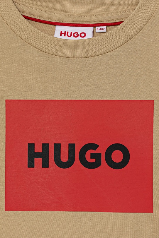 Chlapec Detské bavlnené tričko HUGO G00572.102.108 béžová