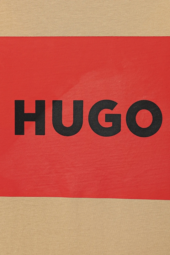 Dječaci Dječja pamučna majica kratkih rukava HUGO G00572.162.174 bež