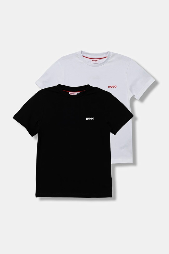 Детская хлопковая футболка HUGO 2 шт гладкий чёрный G00573.114.150