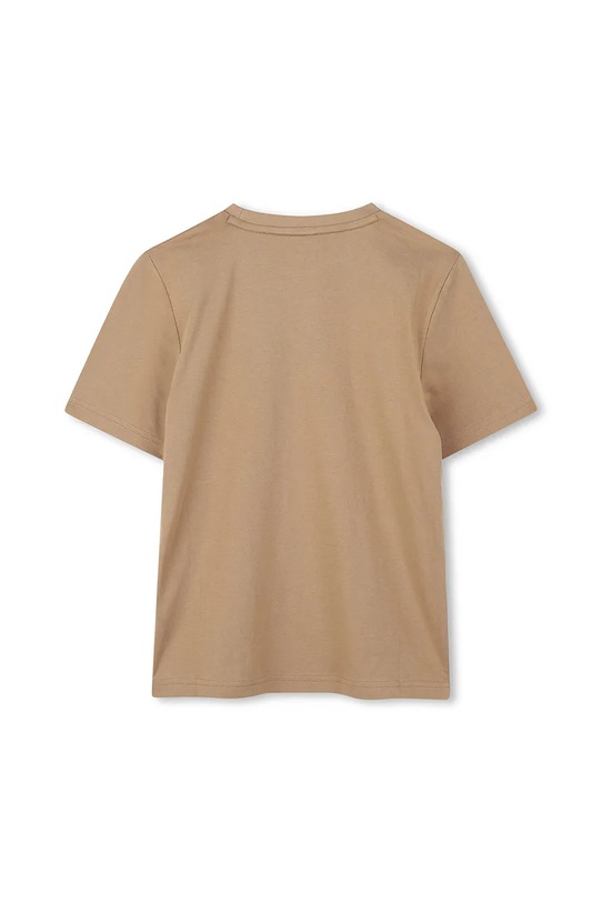 Βαμβακερό μπλουζάκι BOSS J52360.162.174 καφέ AW25