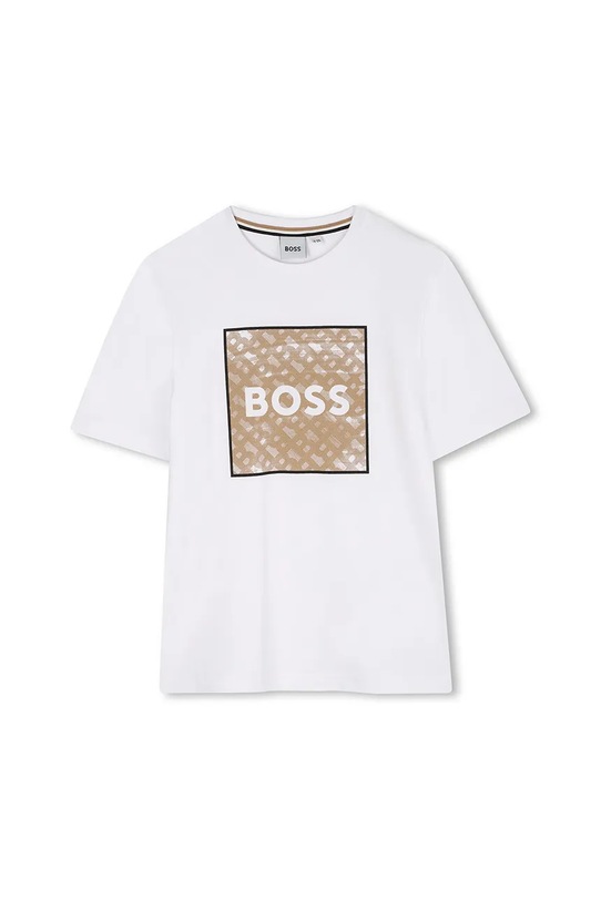 Παιδικό βαμβακερό μπλουζάκι BOSS J52370.114.150 λευκό AW25