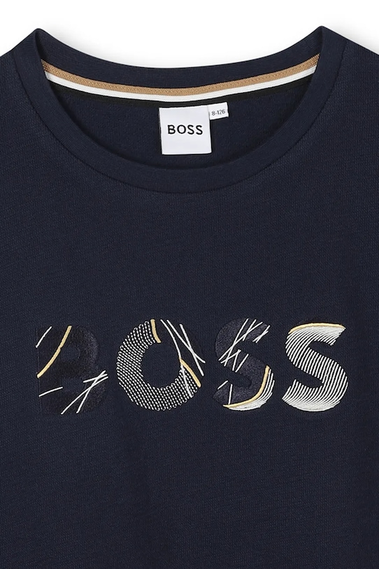 Chlapec Detské bavlnené tričko BOSS J52372.162.174 tmavomodrá