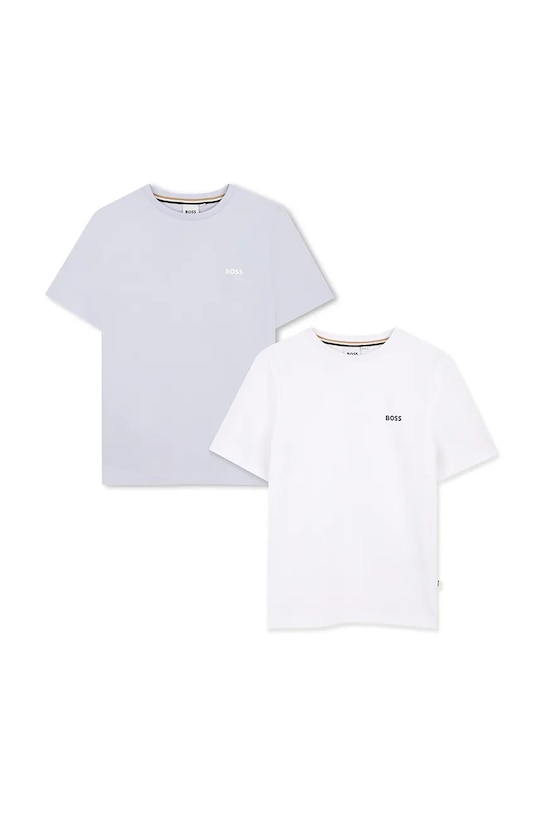 Otroška bombažna kratka majica BOSS 2-pack Okrogel modra J52680.162.174