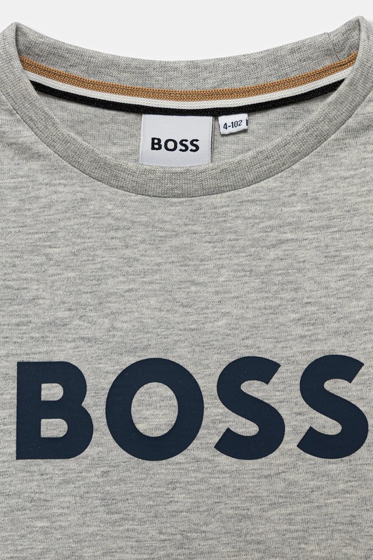 Хлопчик Дитяча бавовняна футболка BOSS J52711.102.108 сірий