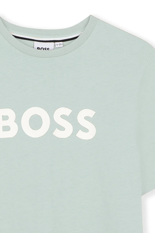 Αγορίστικα Παιδικό βαμβακερό μπλουζάκι BOSS J52711.162.174 τιρκουάζ