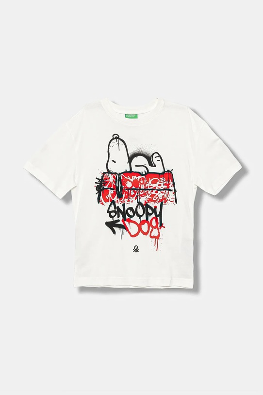 United Colors of Benetton t-shirt bawełniany dziecięcy z elastanem biały 3X1SC10PN.G.seasonal